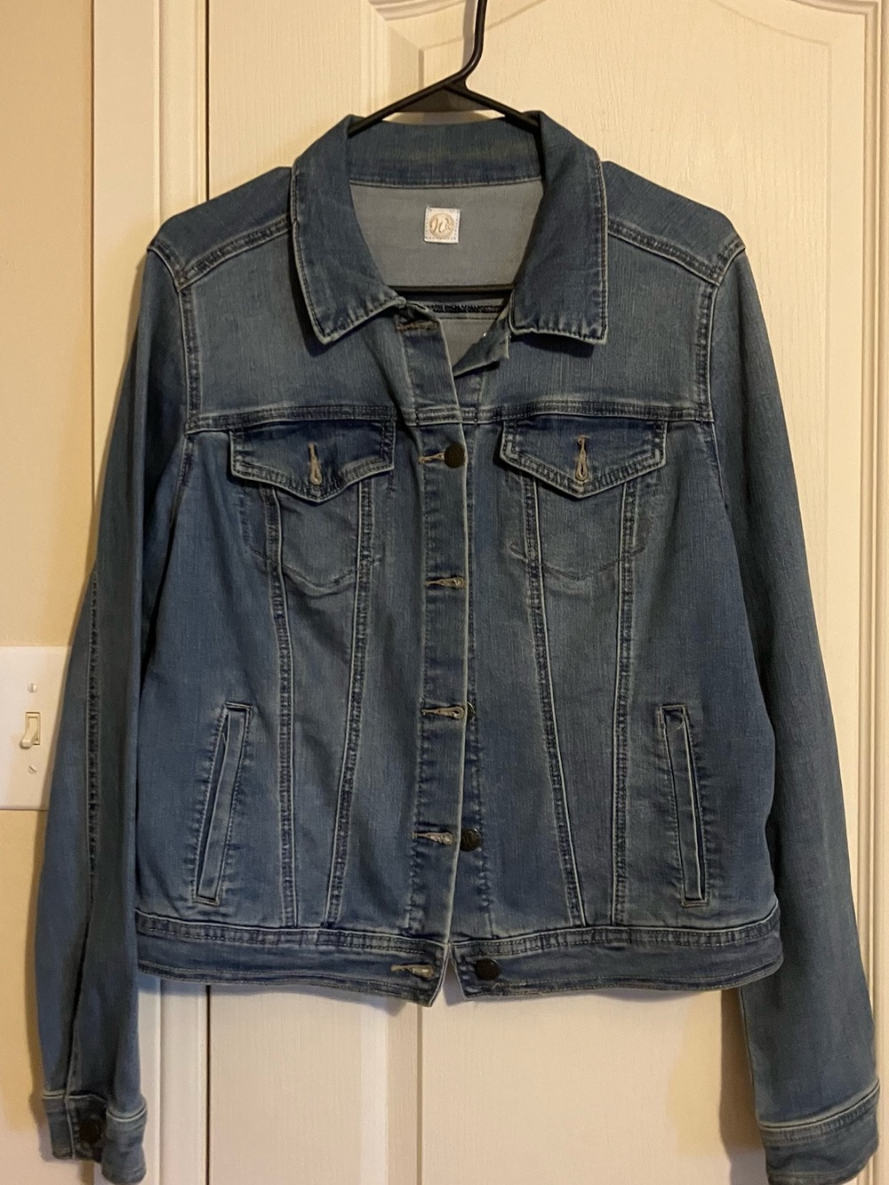 Women's Light Blue Denim Jacket with Button Front